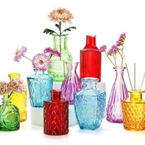 Glass Bud Vases Set of 4 NEW